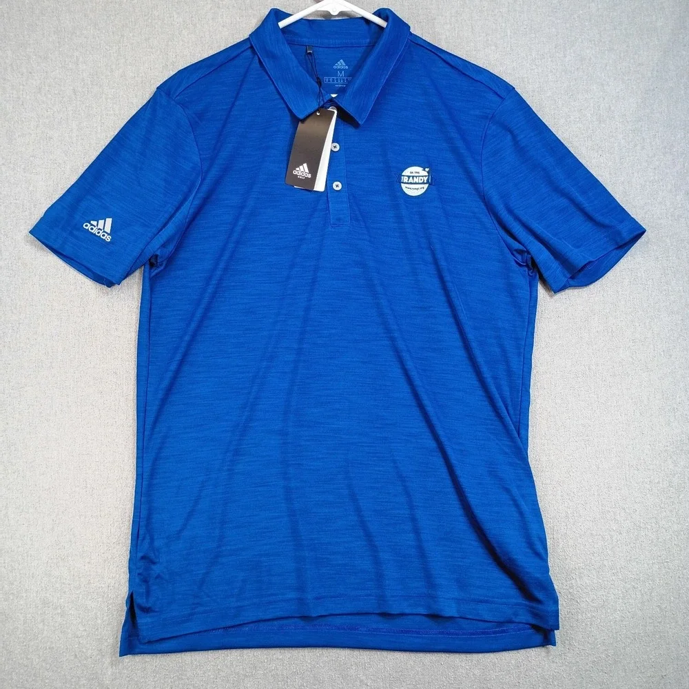 Adidas Golf Polo Mens M Blue Performance Shirt The Randy Logo NWT Charity Event